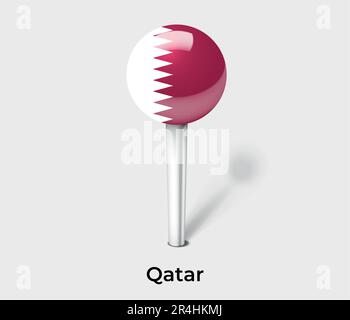Qatar country flag pin map marker Stock Vector