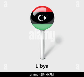Libya country flag pin map marker Stock Vector