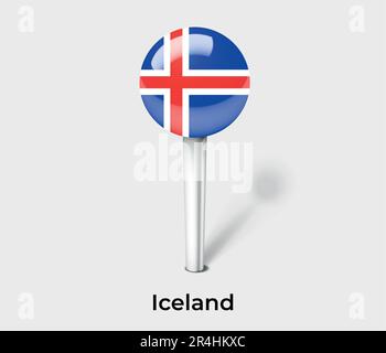 Iceland country flag pin map marker Stock Vector