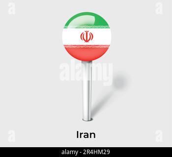 Iran country flag pin map marker Stock Vector