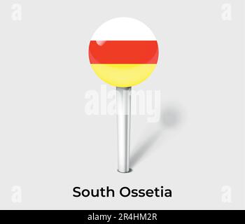 South Ossetia country flag pin map marker Stock Vector