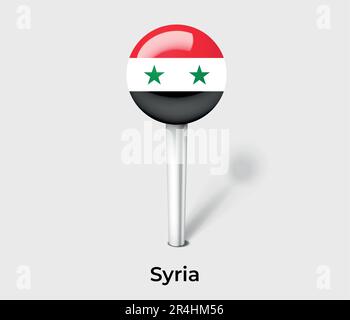 Syria country flag pin map marker Stock Vector