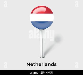 Netherlands country flag pin map marker Stock Vector