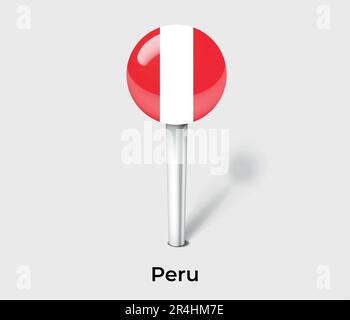 Peru country flag pin map marker Stock Vector