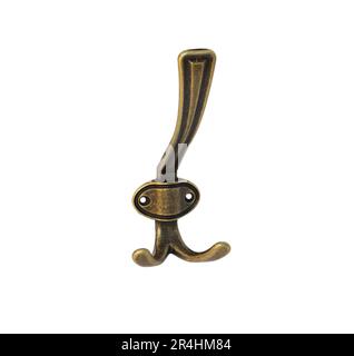 Ancient copper hanger hook for clothes and towels on a white background. Isolated over white background Stock Photo