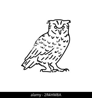 Owl bird black line icon. Pictogram for web page, mobile app, promo. Stock Vector