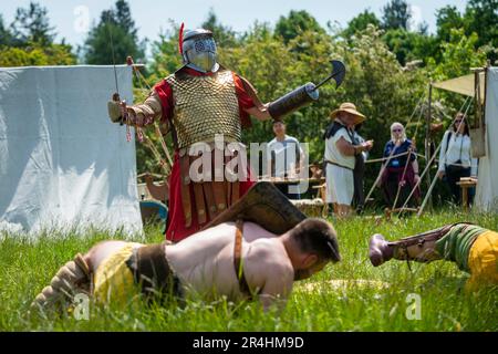 Chalfont, UK. 28 May 2023. Gladiators take part in Gladiator Games at ...