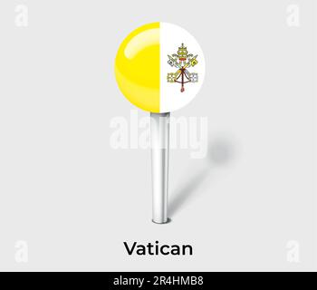 Vatican City State country flag pin map marker Stock Vector