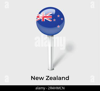New Zealand country flag pin map marker Stock Vector