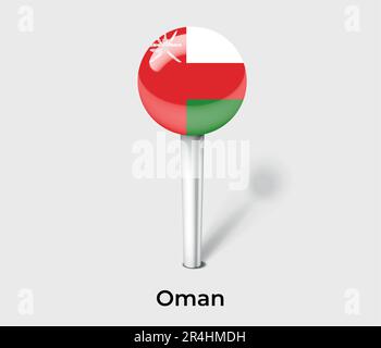 Oman country flag pin map marker Stock Vector