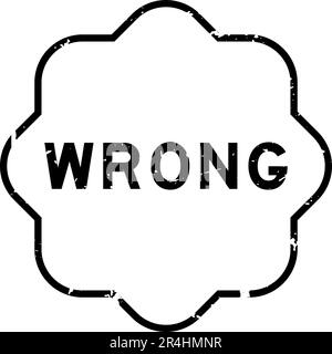 Grunge black wrong word rubber seal stamp on white background Stock Vector