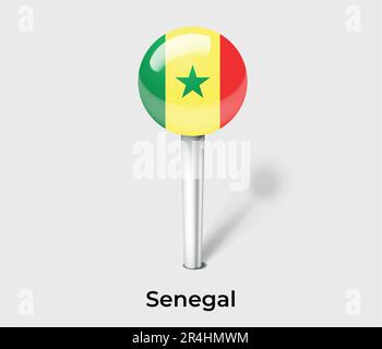 Senegal country flag pin map marker Stock Vector