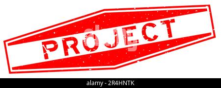 Grunge red project word hexagon rubber seal stamp on white background Stock Vector