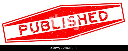 Grunge red published word hexagon rubber seal stamp on white background Stock Vector