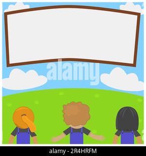 Vector Illustration of Student On Field, Theme Back To School and Field Background Stock Vector
