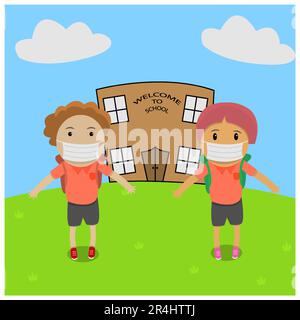 Vector Illustration of Student On Back To School and Background Stock Vector
