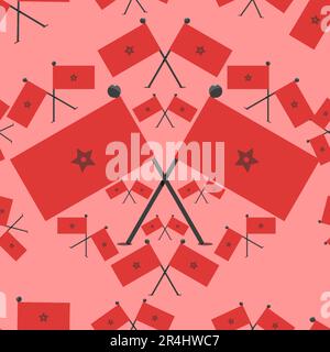 Vector Illustration of Pattern Morocco Flags and Pink Colors Background Stock Vector