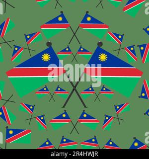 Vector Illustration of Pattern Namibia Flags and Dark Green Color Background. Stock Vector