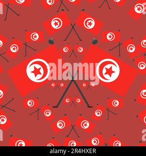 Vector Illustration of Pattern Tunisia Flags and Red Colors Background Stock Vector