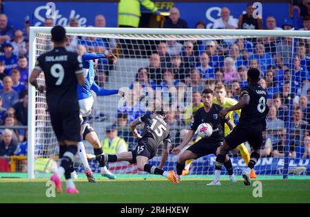 Everton's Abdoulaye Doucoure scores their side's first goal of the game ...
