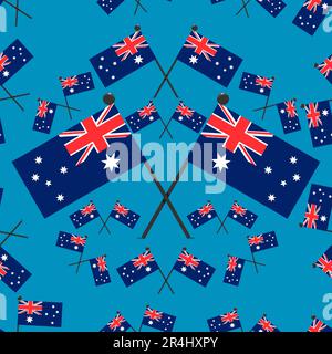 Vector Illustration of Pattern Australia Flags and Blue Color Background. Stock Vector