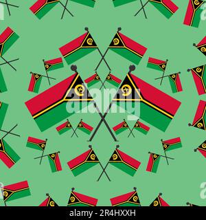 Vector Illustration of Pattern Vanuatu Flags and  Green Color Background. Stock Vector