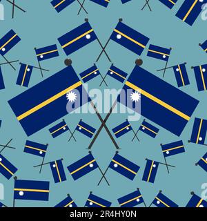 Vector Illustration of Pattern Nauru Flags and Blue Color Background. Stock Vector