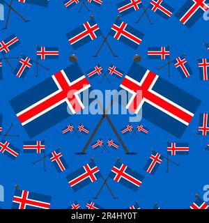 Vector Illustration of Pattern Iceland Flags and Blue Colors Background. Stock Vector