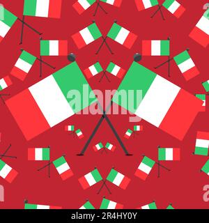 Vector Illustration of Pattern Italy Flags and Red Colors Background. Stock Vector