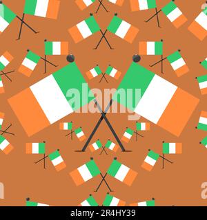 Vector Illustration of Pattern Ireland Flags and Yellow Colors Background. Stock Vector