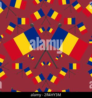 Vector Illustration of Pattern Romania Flags and Red Colors Background. Stock Vector