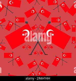 Vector Illustration of Pattern Turkey Flags and Pink Colors Background. Stock Vector