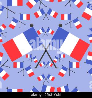 Vector Illustration of France Pattern Flags and Blue Colors Background. Stock Vector