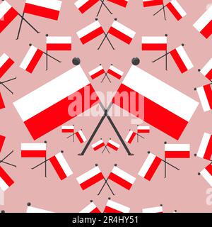 Vector Illustration of Pattern Poland Flags and Pink Colors Background. Stock Vector