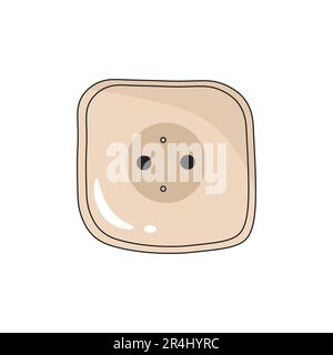 Socket doodle illustration isolated in old style cartoon beige color. Electricity adapter concepts. Stock Vector