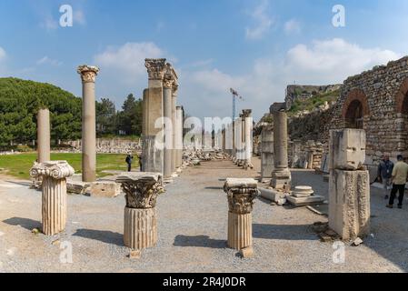 A picture of the Commercial Agora at the Ephesus Ancient City. Stock Photo