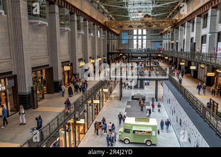 Turbine Hall A at Battersea Power Station has been restored to its Art Deco splendour and is now a major shopping and leisure destination ,London SW11 Stock Photo