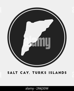 Salt Cay, Turks Islands icon. Round logo with island map and title. Stylish Salt Cay, Turks Islands badge with map. Vector illustration. Stock Vector