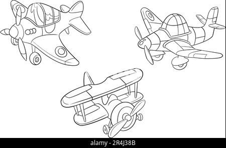 Funny cute set Sheet airplane is flying in the sky. Cartoon isolated vector illustration, Creative vector Childish design for kids activity colouring Stock Vector