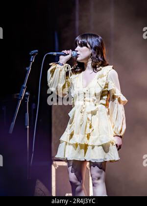 Warrington, Cheshire, UK. 27th May, 2023. UK - The Neighbourhood Weekender Music Festival took place on Saturday and Sunday within Victoria Park. Glasgow singer-songwriter, Rianne Downey joined Paul Heaton on the main stage on Saturday evening. Credit: John Hopkins/Alamy Live News Stock Photo