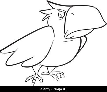 wicked crow for hallowen party coloring pages. Halloween coloring page with spooky objects, hand drawn cute Halloween coloring sheet. Doodle style. Stock Vector