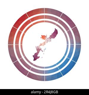 Okinawa Island badge. Bright gradient logo in low poly style. Stock Vector