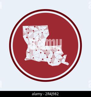 Louisiana icon. Trendy tech logo of the us state. Geometric mesh round design. Technology, internet, network, telecommunication concept. Vector illust Stock Vector