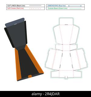 Custom mailer box, two roll end box, corrugated box die line template with 3D render Stock Vector