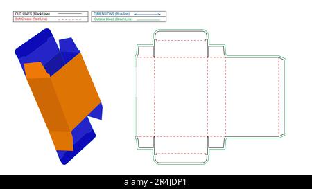 Straight Tuck End boxes die line template and 3D render box Stock Vector