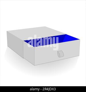 Slide sleeve box, drawer style luxury box vector illustration for mock-up purpose and easily colour changeable Stock Vector
