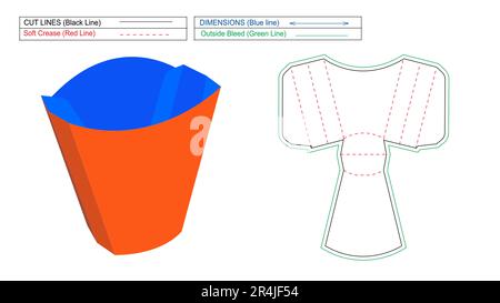 Snack Box vector die line template and 3D render, resizeable editable Stock Vector