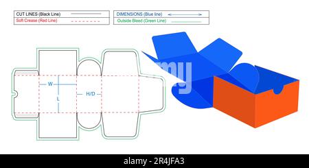 Cake or others food box new modern box die line template and 3D render easily usable and safe vector design Stock Vector