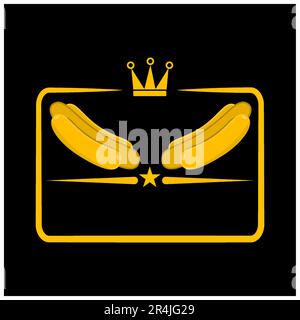 Vector Illustration Of Two Hot Dog Logo, Yellow, Gold and Black Colors Background Stock Vector