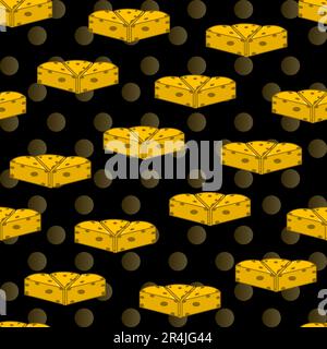 Vector Illustration Of Three Cheese Pattern, Yellow, Gold and Black Colors Background Stock Vector